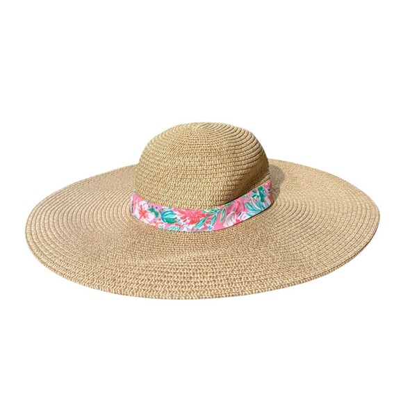 Lilly Pulitzer Floppy Beach Hat Pink Floral Journey To The Jungly main image 4